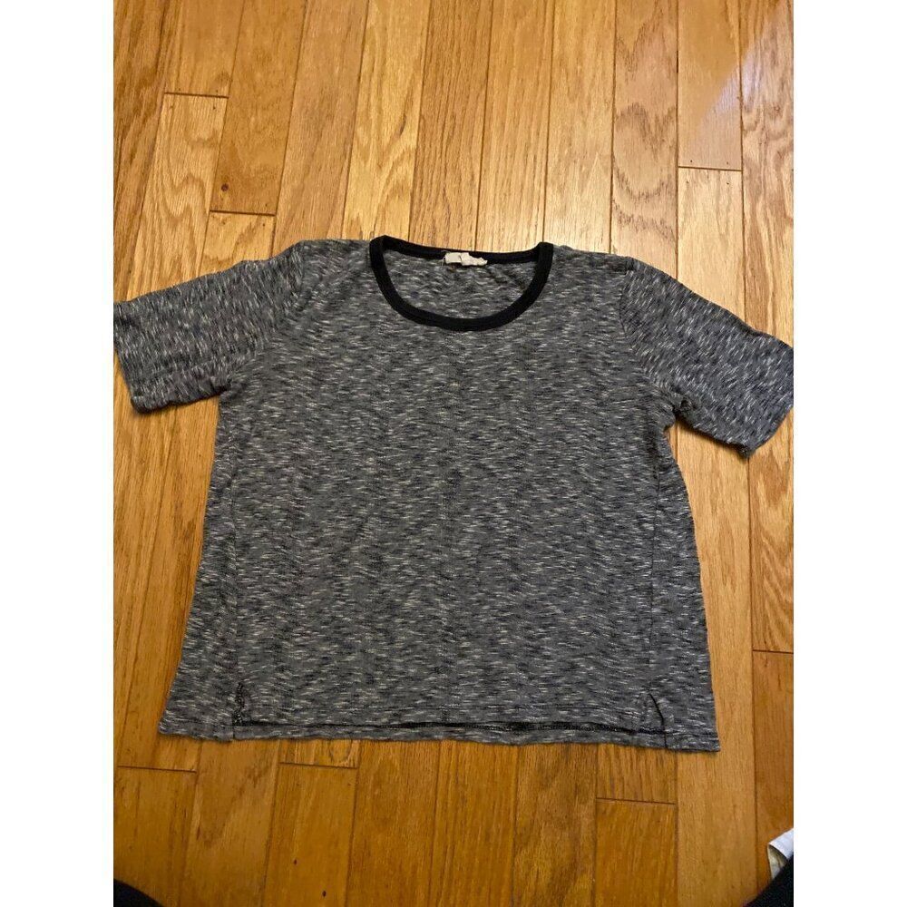 Madewell women's Soundcheck Ringer Tee Knit T-Shirt Marled Grey Black Size large